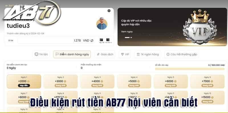 Hệ thống rút tiền tại nhà cái AB77 được thực hiện đơn giản